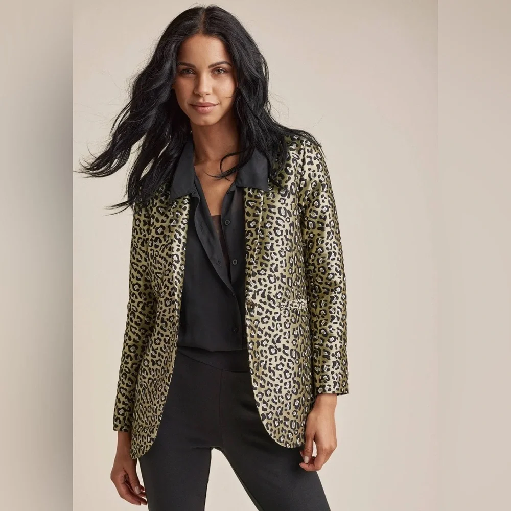 NEW VENUS Leopard Jacquard Blazer COLOR  Black & Gold